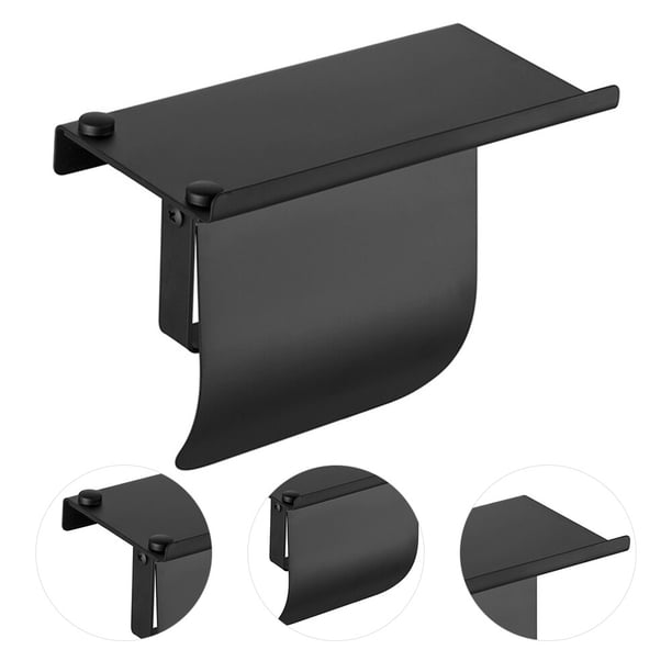 unbranded Soporte De Toalla Negro De Acero Inoxidable Sin Taladro Con Plataforma Para Accesorios
