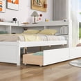 thumbnail image 4 of L-Shaped Corner Full Platform Beds, Wood Frame with Trundle and Drawers Full Bed with Built-in Desk, 3 Full Beds in 1 for Boys Girls Teens, White, 4 of 7