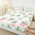thumbnail image 3 of jejeloiu Cartoon Cactus Queen Sheet Sets,Kawaii Unicorn Flat Sheet,Green White Pink Queen Fitted Sheet For Girls Kids,Luxury Bedroom Decor,4pcs, 3 of 7