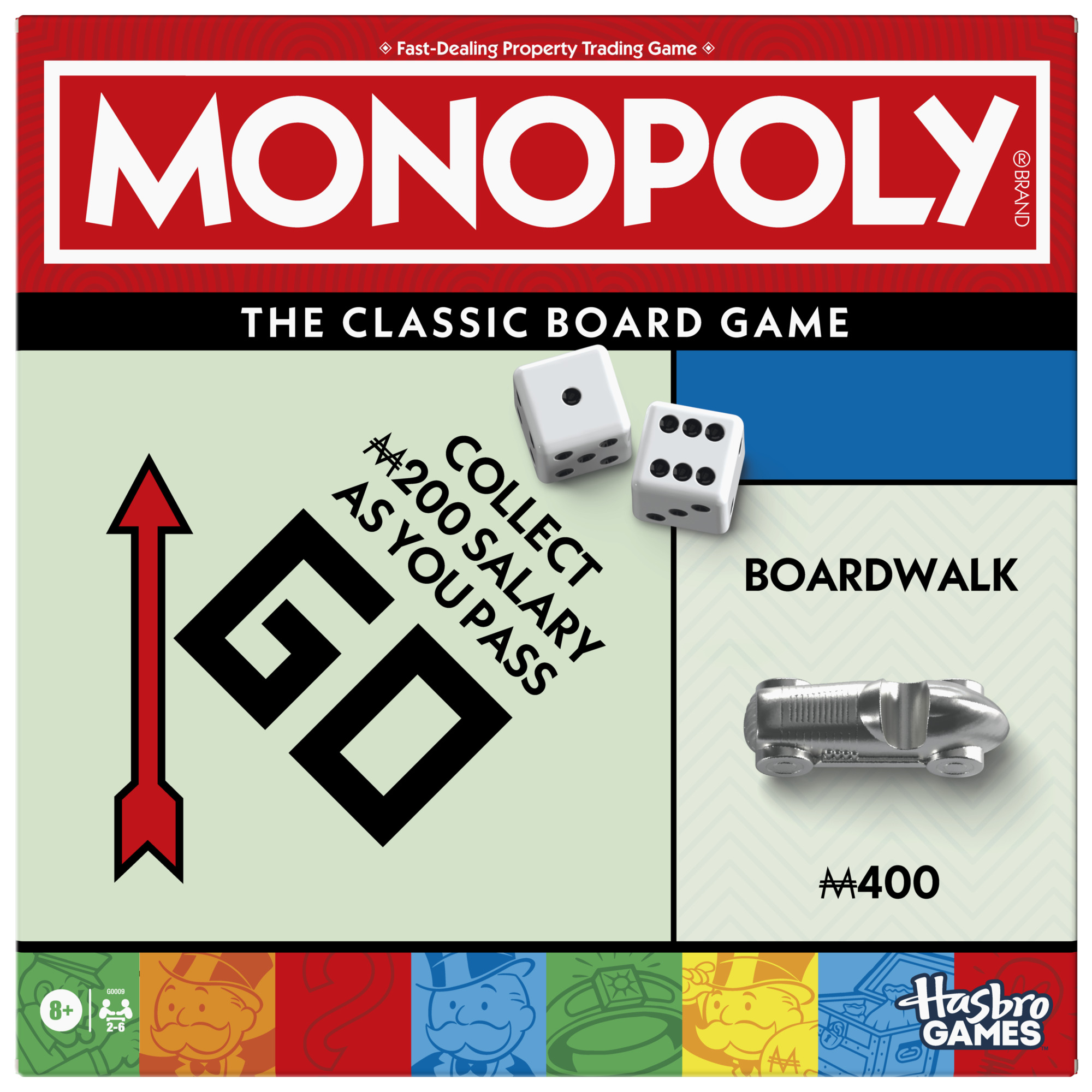 Monopoly Board Game, Classic Game with Storage Tray and Larger Tokens, Family Games for Kids, 8 and up