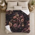 thumbnail image 5 of Skull on Books with Candles, Mystical Dark Academia Style for Gothic Fans, Floral Lantern Still Life and Just Because Gift, Cozy Flannel Blanket for Bedroom and Study Room, Dark Home Decor, 5 of 9