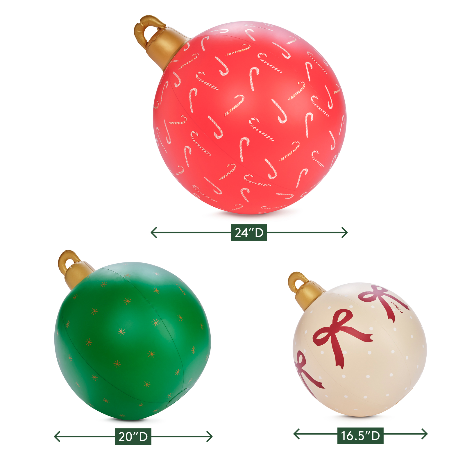 FUNBOY Inflatable Holiday Ornaments – 3-Pack