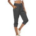 thumbnail image 2 of RongHuan Plus Size Capri Pants for Women Low Waisted Drawstring Jogger Pants Lightweight Stretch Cropped Pants Casual Capris with Pockets, 2 of 10