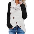 thumbnail image 4 of Suéter de manga larga Suéter de cuello alto europeo y americano Suéter con botones para mujer, 4 of 6