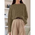 thumbnail image 6 of Womens Sweaters Fall Knit Long Sleeve Crewneck Oversized Sweater Pullover Loose Outfits Camel Color One size, 6 of 8