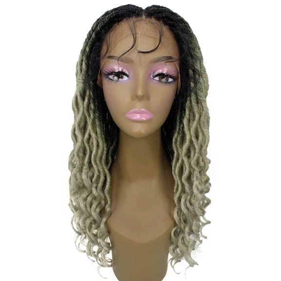 LUXLUXE Andrea 4x4 Curly Long 4X4 Hand Tied Lace Braid Wig, Beauty Heat Resistant Fiber,
