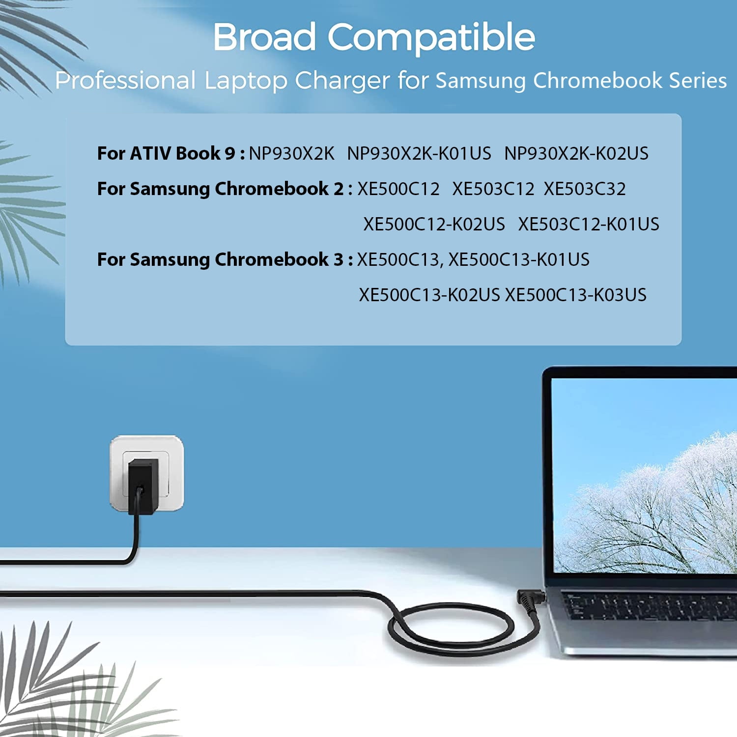 26W 12V 2.2A Charger for Samsung Laptop,Compatible 11.6" Chromebook 3 2 500c 503c Xe500c PA-1250-98 XE500C13 XE501C13 XE303C12 XE500C12 XE503C32 AD-2612AUS AC Adapter Power Supply