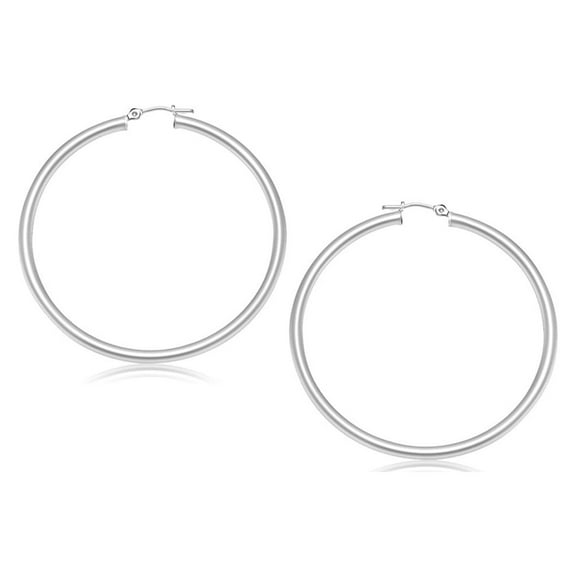 14k White Gold Polished Hoop Earrings 20 mm 1.6 gr