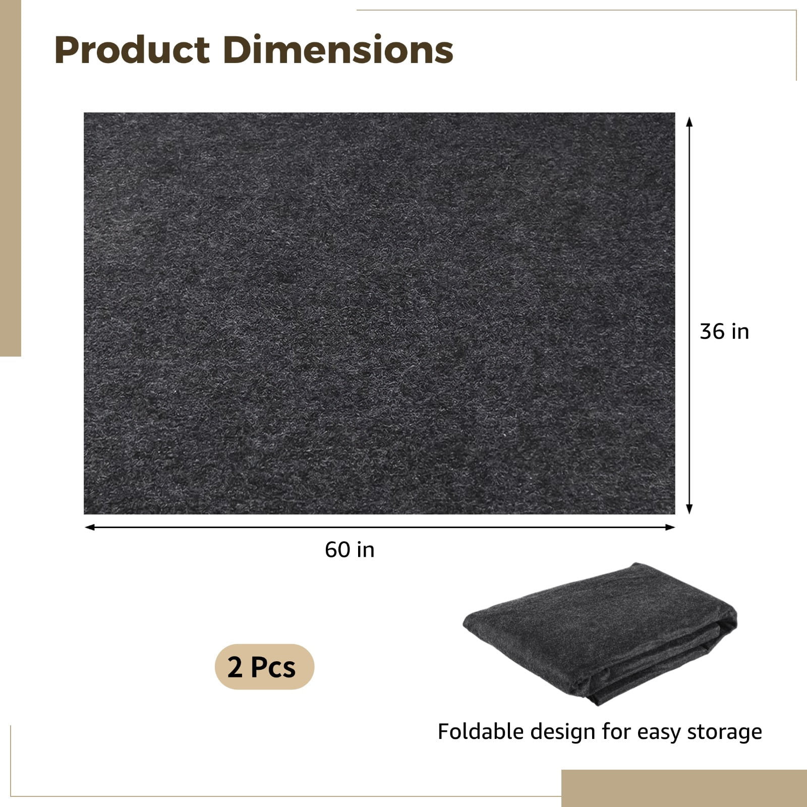 2 Pcs Oil Spill Mats, 36x60" Felt Oil-Absorbent Mats, Garage Floor Mats, Water-Absorbent Pads with Non-slip Backings, Washable Oil Drip Pads for Cars, Motorcycles, Lawn Mowers