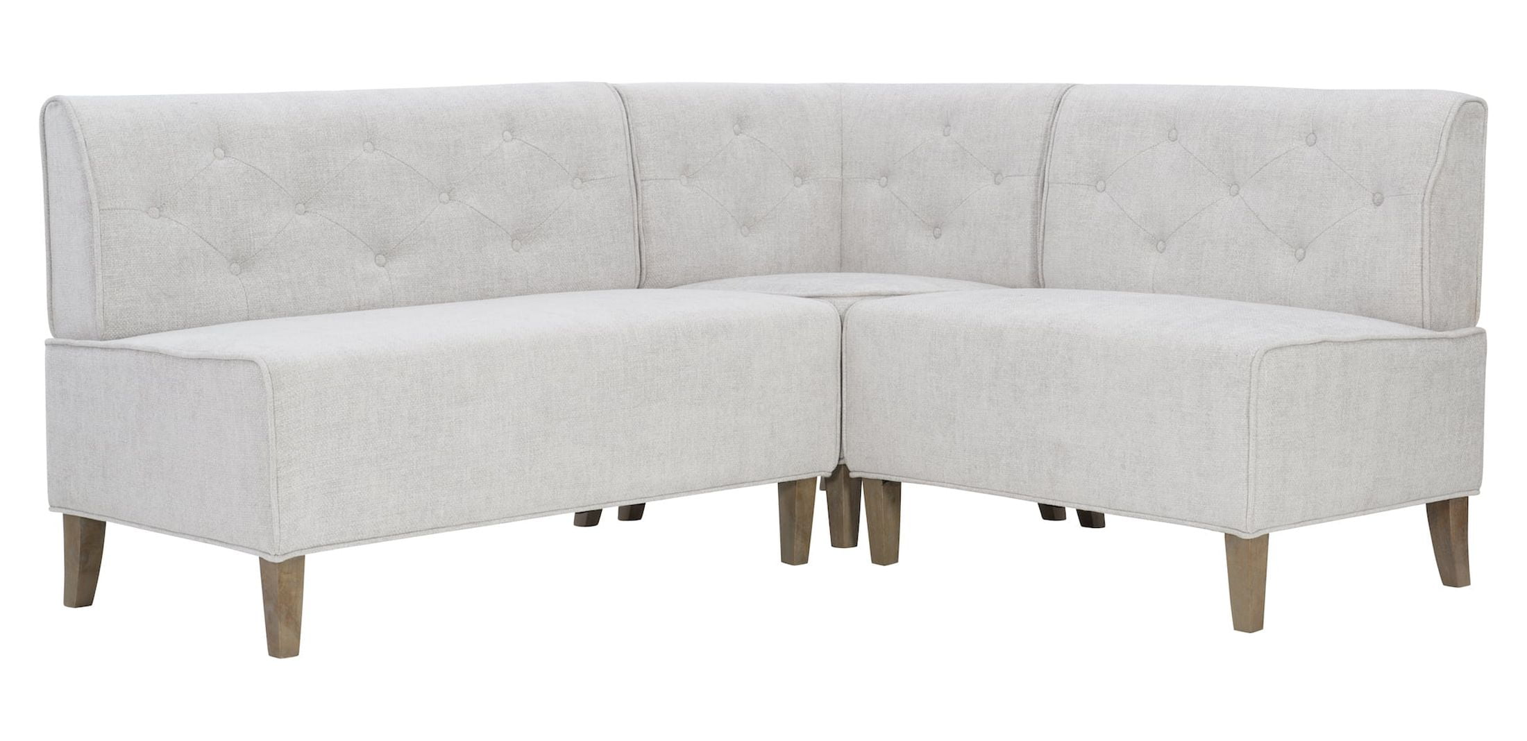 Powell Augusta Upholstered Corner Dining Breakfast Nook, Seats 5, Light Gray