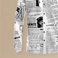thumbnail image 4 of Camisa de manga larga con estampado de periódicos, ropa de vacaciones diaria, camisa unisex con transferencia térmica, 4 of 5