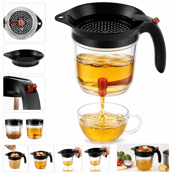 Fat Separator with Strainer and Bottom Release 33 oz Gravy Grease Separator for Cooking Healthier Gravy