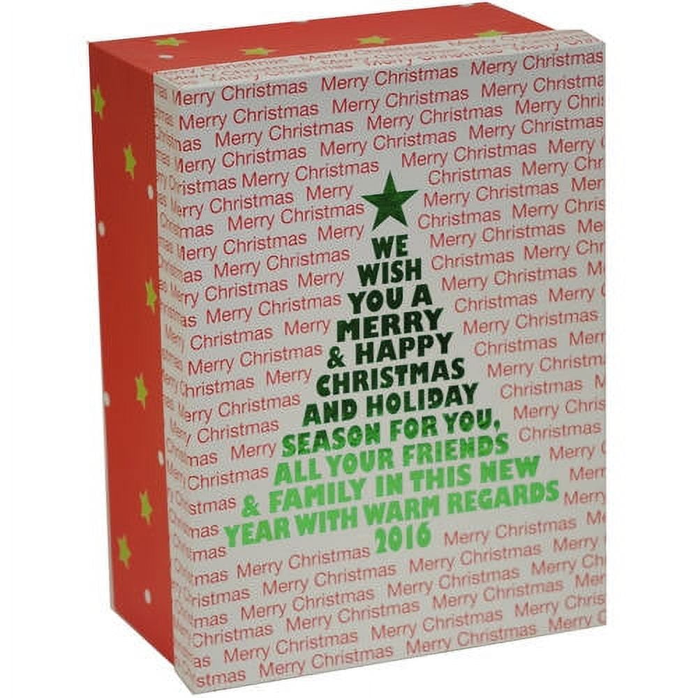 Holiday Time 2-Pack Large Rectangle Tree Box Set, Red and Green