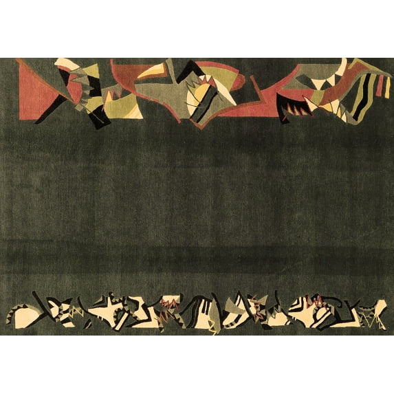 Ahgly Company Indoor Rectangle Abstract Brown Modern Area Rugs, 2' x 4'