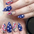 thumbnail image 4 of DHARMONAL Almond Nail Piece Pure Desire Independence Day Frosted Lines Blue And Red False Nail Tips Color Chart False Nails Designed Gel Tips Stuff to Do Acrylic Nails Nail Tips Coffin Shape Medium, 4 of 6