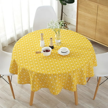 

SESAVER Round Tablecloth 47 /59 Washable Table Cloth Decorative Table Cover for Indoor and Outdoor Holiday Home Christmas Party Picnic Dining Room (Gray/Yellow)