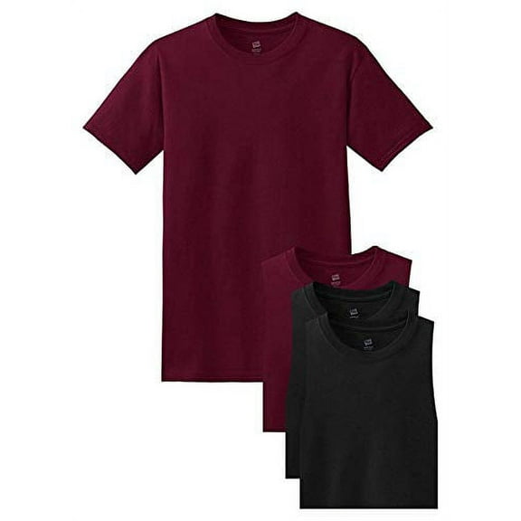 Hanes Men's 4 Pack Comfortsoft T-Shirt, 2 Maroon / 2 Black, XX-Large Pack4