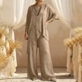 thumbnail image 3 of HomeGardon Two Piece Sets for Women Solid Color Two Piece Short Sleeved Round Neck Loose Casual Irregular Hem Set, 3 of 8