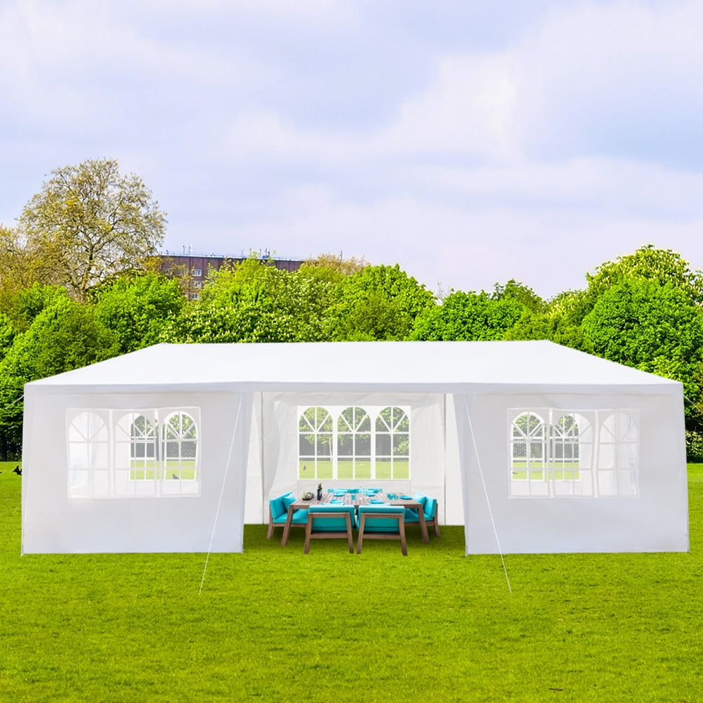 Kepooman 10'x30' Outdoor Party Tent, Wedding Sun Shelter with 7 Removable Sidewalls, Waterproof Tent for Outdoors, White