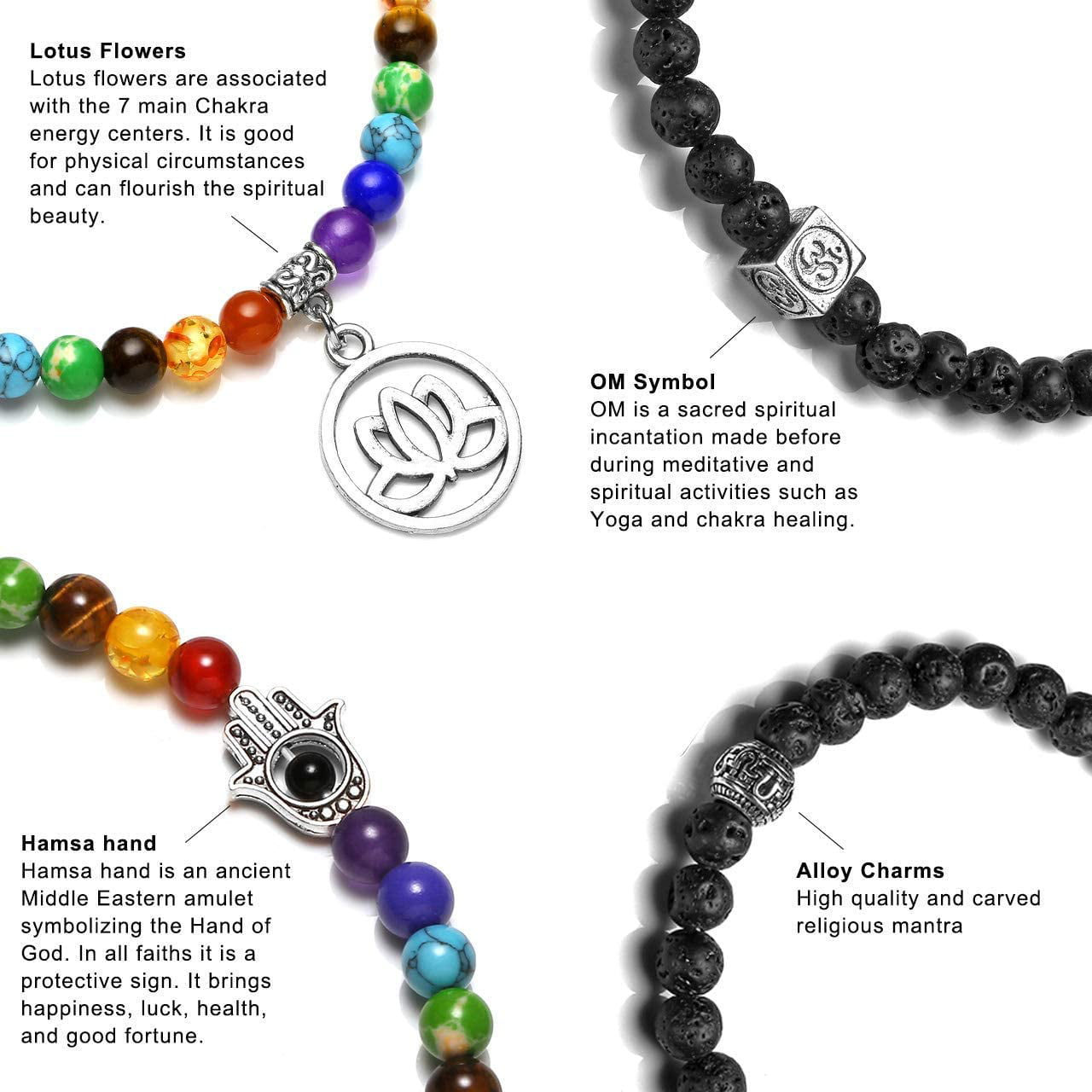 Waterproof Unisex Om Bracelet Yoga Bracelet Meditation Bracelet Spiritual Jewelry