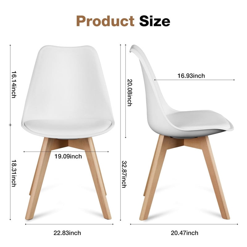 BEAUTYPEAK Dining Chairs Set of 4 PU Leather Upholstered Side Chairs with Padded Seats Solid Wood Legs Modern Accent Chairs, White
