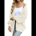 thumbnail image 1 of Chaqueta de Punto Extragrande de Larga con Abertura Frontal y Bolsillos para Mujer, Estilo 2025 Beige M, 1 of 8