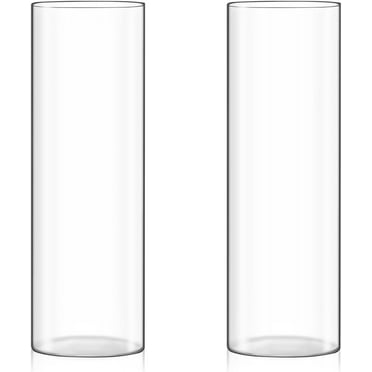 12 Inch Glass Cylinder Floating Candle Holder Vases, Set of 2