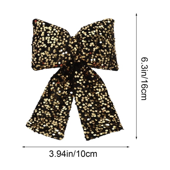Rkxzt Cloth Holiday Decorations Sequined Christmas Bow Pendant Ornament 10x16cm 3.94x6.3in Pink Black Red Silver Gold 1 Count,Holiday Products|Cloth,Black
