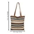 thumbnail image 3 of Homellea Striped Woven Tote Bag for Women, 15.4 Inch Summer Straw Look Shoulder Bag with Brown Handles for Beach, Vacation, Travel, Shopping, Pool, Work, Resort and Casual Daily Outfits, 3 of 6