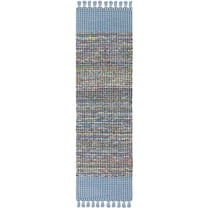 SAFAVIEH Montauk Jayde Striped Cotton Area Rug, Blue/Multi, 2'6" x 4'