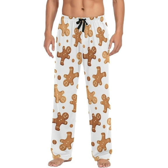 CROPD Gingerbread Christmas Pajama Pants Mens Lounge Pants Straight-Fit Men Pajama Bottoms with Drawstring and Pockets