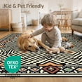 thumbnail image 4 of ODIKA 4'x6' Washable Area Rug Boho Checkered Maze Emblems Classroom Dining Large Geometric Flowing Dynamic for Home Office, Under Desk, Non-Slip Chair-Friendly, Flatwoven, 4 of 7