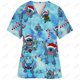 thumbnail image 3 of Blusa de uniforme de trabajo con cuello en V y cordón de manga corta con estampado de dibujos animados de Disney Stitch para mujer, 3 of 5