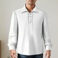 thumbnail image 3 of LZHGirlshop Men's Classic Shirts Lace Up Cotton Shirt Vintage Costume Long Sleeve Tops for Medieval Viking Hippie Tops,White,S, 3 of 6