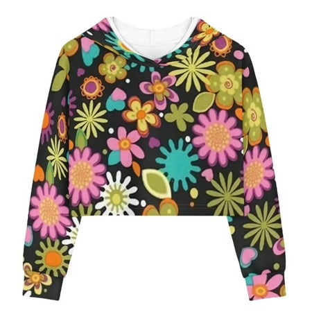 

TOADDMOS Abstract Hippie Flower Crew Neck Girls Crop Tops 9-10 Stylish Hoodies for Kids Oversized Hooded Sweatshirts for Youth Girls