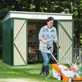 thumbnail image 6 of Devoko Patio Storage Shed with Lockable Door Metal Outdoor Tool Storage Shed, 8' x 6', Green, 6 of 7