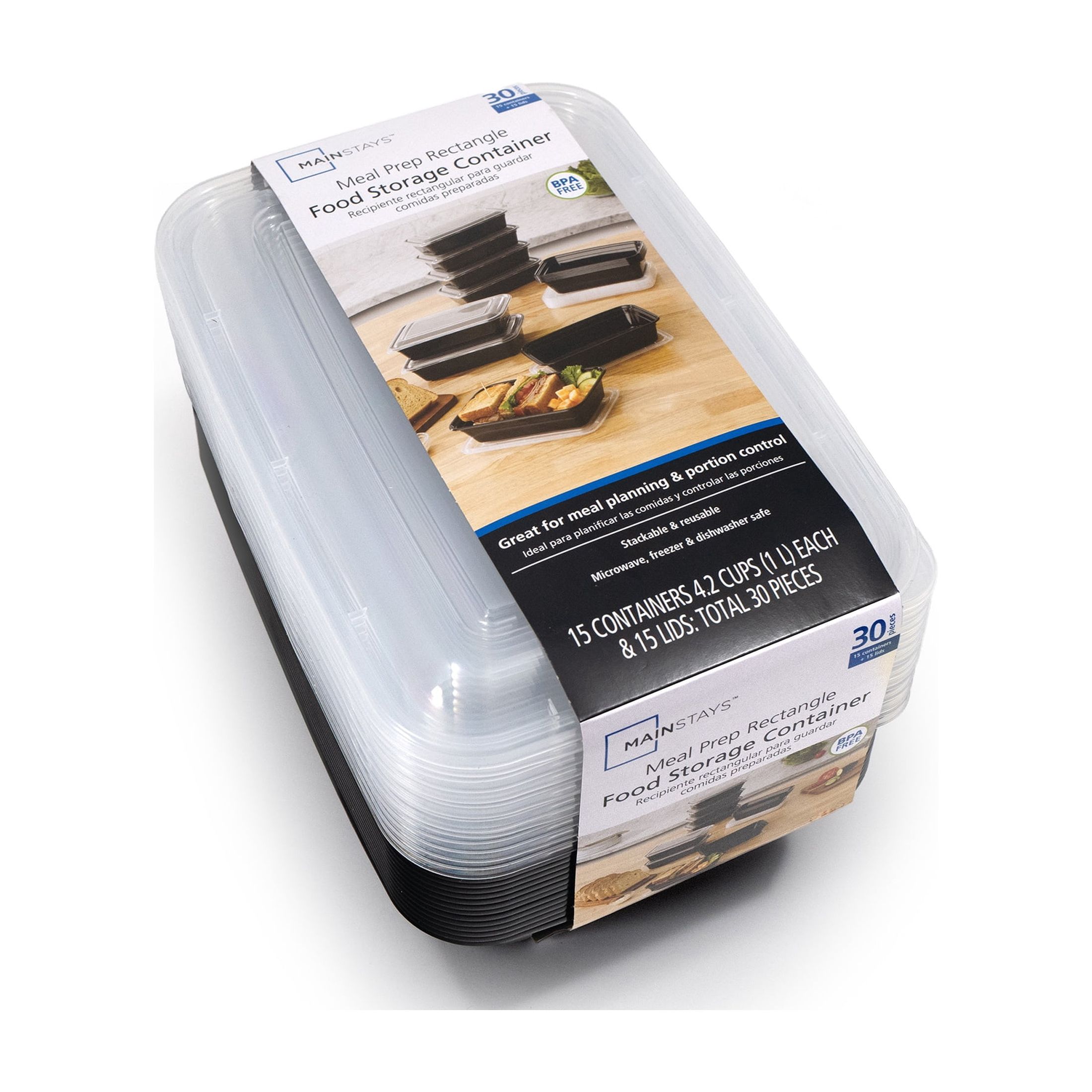Mainstays 30-Piece Meal Prep Container Set, Black photo 8