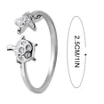 thumbnail image 7 of Fiaya Women Cute Turtle Starfish Asymmetric Small Open Rings, 1pc Women Dainty Animals Adjustable Knuckle Rings, Thin Tiny Finger Rings for Daughter Bff Birthday (Silver), 7 of 7