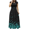 thumbnail image 2 of SMihono Robe d'Été pour Femmes Grande Taille Mode Femmes Été Imprimé Décontracté Col Rond Manches Courtes Longue Robe, 2 of 4