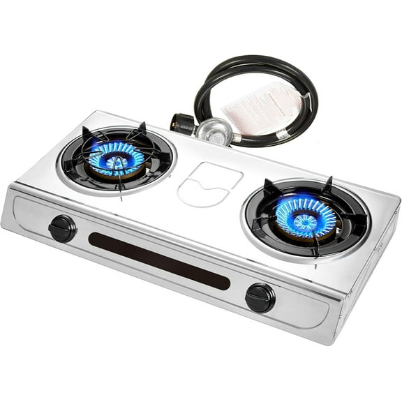 30000 BTU 2 burner outdoor garden camping camp hiking propane stove cooker grill with CSA listed regulator and gas hose,