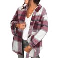 thumbnail image 3 of Camisa con botones, abrigo informal con estampado a cuadros, chaqueta a cuadros con solapa para mujer, abrigo informal para mujer, máxima eficiencia, 3 of 6