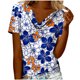 thumbnail image 2 of Xuyuer Womens Short Sleeve Shirts Business Casual Collared V Neck Tops Printed Fashionable Pile Collar Breathable Summer Short Sleeved Casual T-shirt Top, 2 of 6