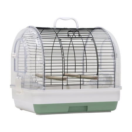 Portable Large Metal Bird Cage Carrier for Small to Medium Birds – 2 Food Bowls, 2 Perches, Removable Tray, Handle – Ideal for Cockatiels, Budgies, Lovebirds, Canaries – Green, 42x32x37cm