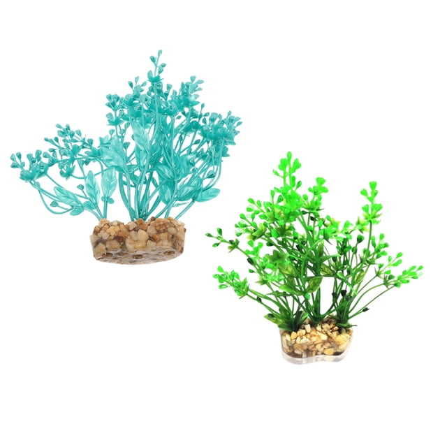 LIFKOME 2pcs Simulation Plastic Green Plants Aquarium Plants Assorted Color For Aquatic Environment