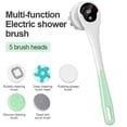 thumbnail image 2 of Fmxomd Electric Body Brush Back Scrubber for Shower - Rechargeable Exfoliating Bath Brush with 5 Heads - Deep Cleansing & Massaging - Green Waterproof Shower Brush, 2 of 9