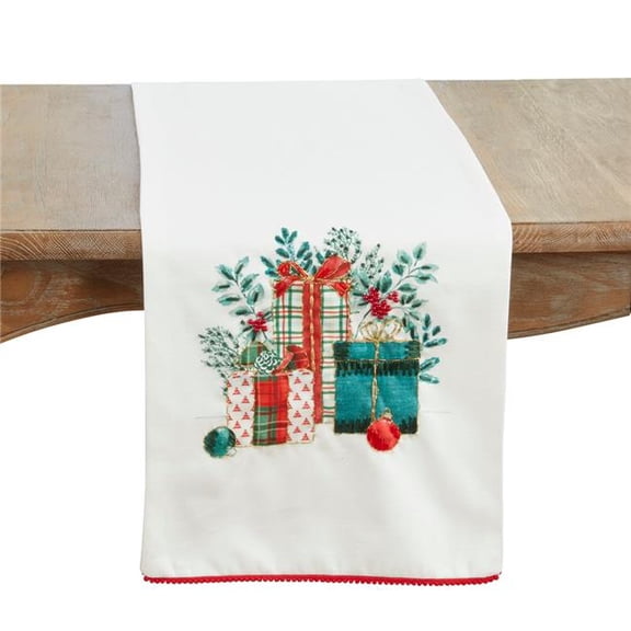 Saro Lifestyle 3318.M1672B 16 x 72 in. Oblong Christmas Gifts Table Runner, Multi Color