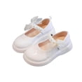 thumbnail image 2 of Viluyesy Girls Patent Leather Shoes Girls Flats Pearl Bow Princess Flats, Non Slip Soft Sole Performance Shoes Beige Size 10.5 Little Kid, 2 of 8