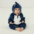thumbnail image 4 of Eltusu Baby Boys Flannel Jumpsuits, Warm Comfy Hooded Cosplay Winter Rompers Blue Size 6-12 Months, 4 of 6