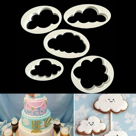 

Dreamhall 5Pcs Cloud Shape Cookie Cutter Made 3D Printed Fondant for Cake Decorating Tools Silver