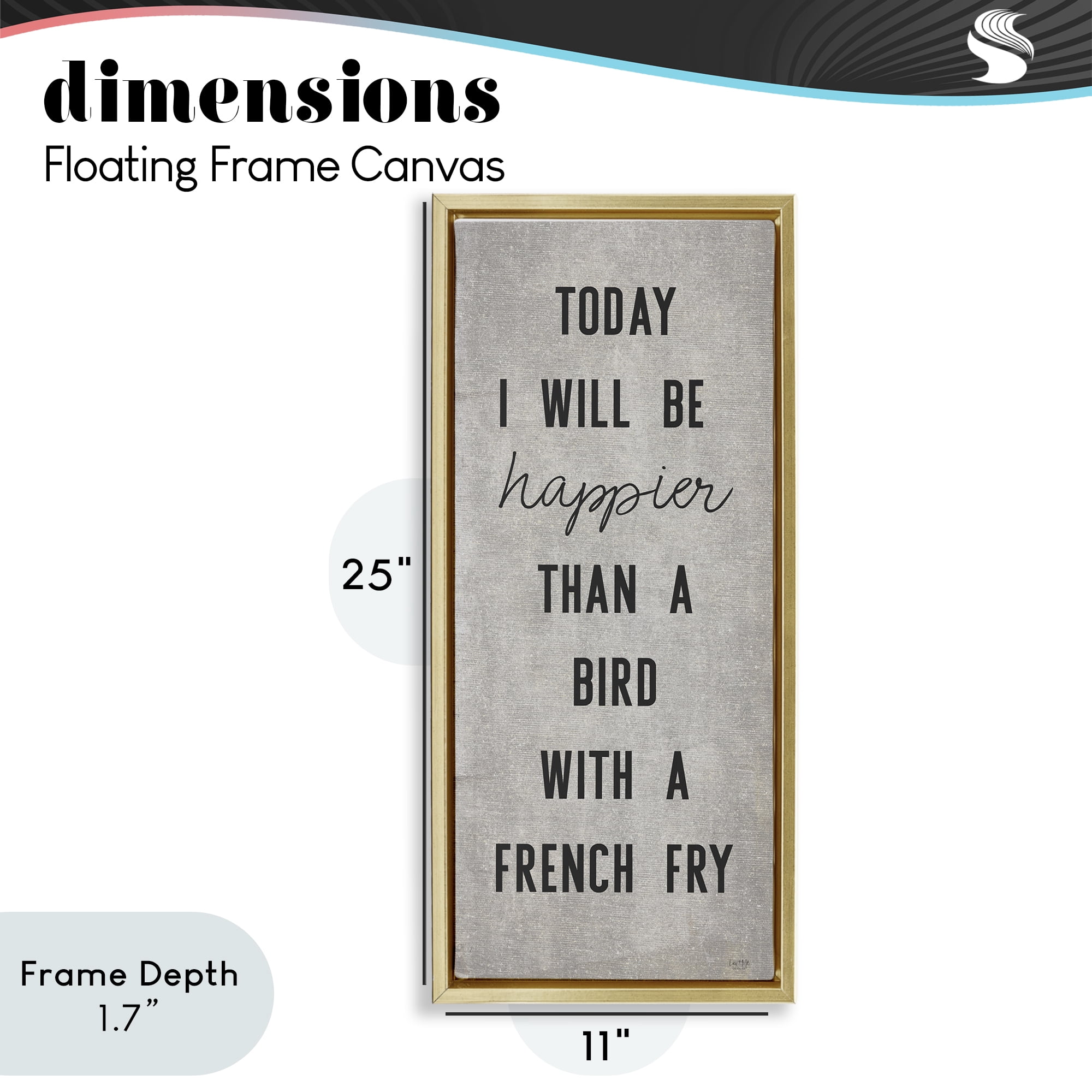 Stupell Industries Bird With A French Fry Gold Framed Floater Canvas Wall Art, design by Lux + Me Designs